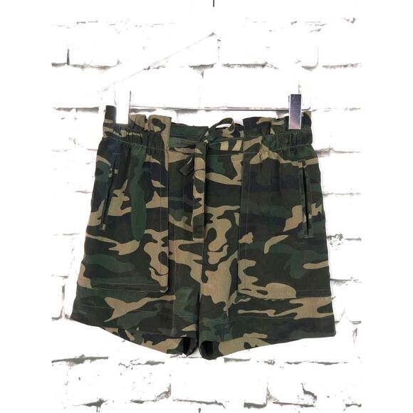 SANCTUARY CLOTHING Breezy Camo Print Paper Bag Shorts Summer Beachy Size Small - Picture 2 of 7